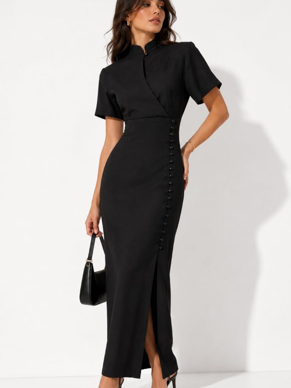 Vintage 80s STYLEWORKS Short Sleeve Peekaboo Long Formal Maxi Dress 6 NWT